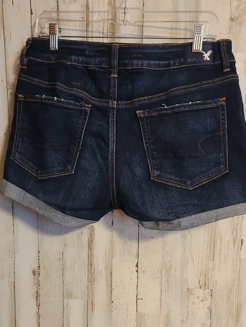 American Eagle Outfitters Dark Blue Denim Cuffed Women’s Shorts